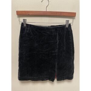 Vintage Gap Womens Mini Skirt Size 2 Black Velvet Slit Grunge Steampunk 90s Y2K